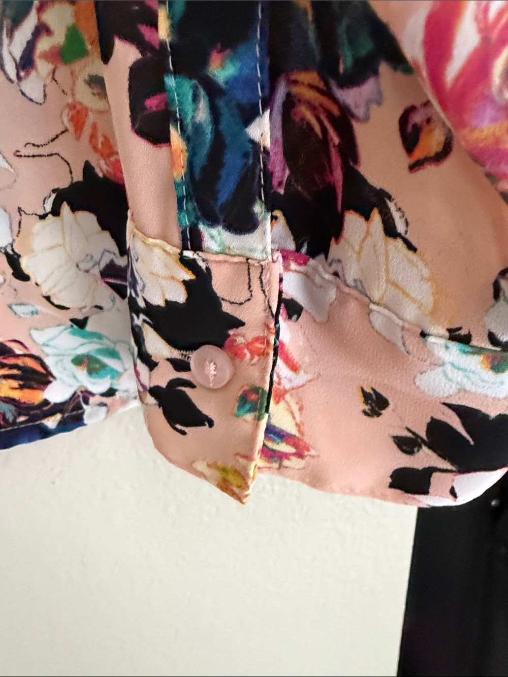 Express Peach Floral Long Sleeve Button-Front The Portofino Shirt - Picture 6 of 8